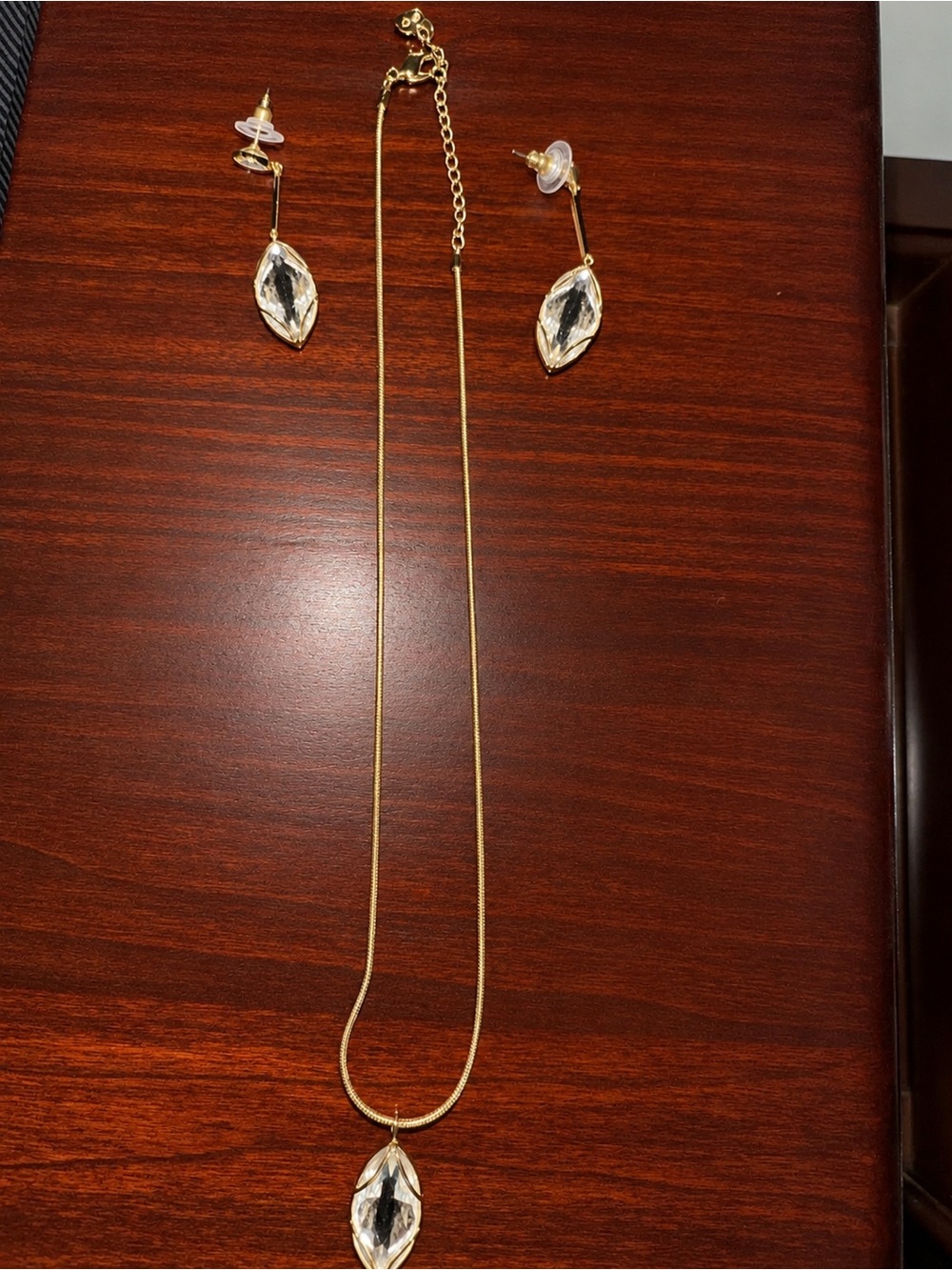 Swarovski Gold-Tone Clear Crystal Pendant Necklace & Earring Set